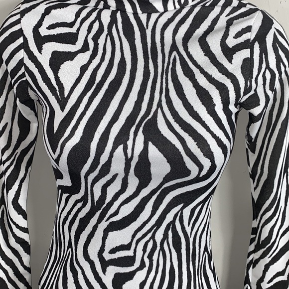 Parisian Works Tops Zebra Print Long Sleeve Bodysuit Poshmark